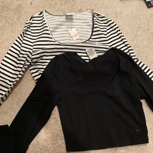 Set of 2 Victoria’s Secret PINK long sleeve crop tops